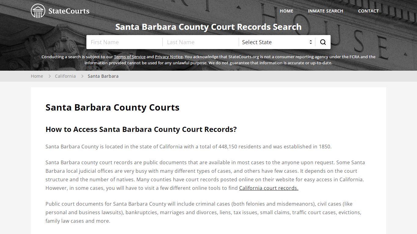 Santa Barbara County, CA Courts - Records & Cases ...